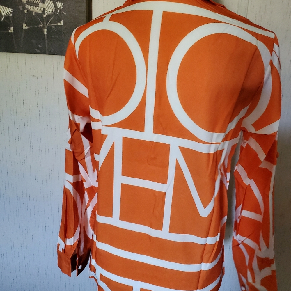 Orange Button Front Blouse - Picture 4 of 6